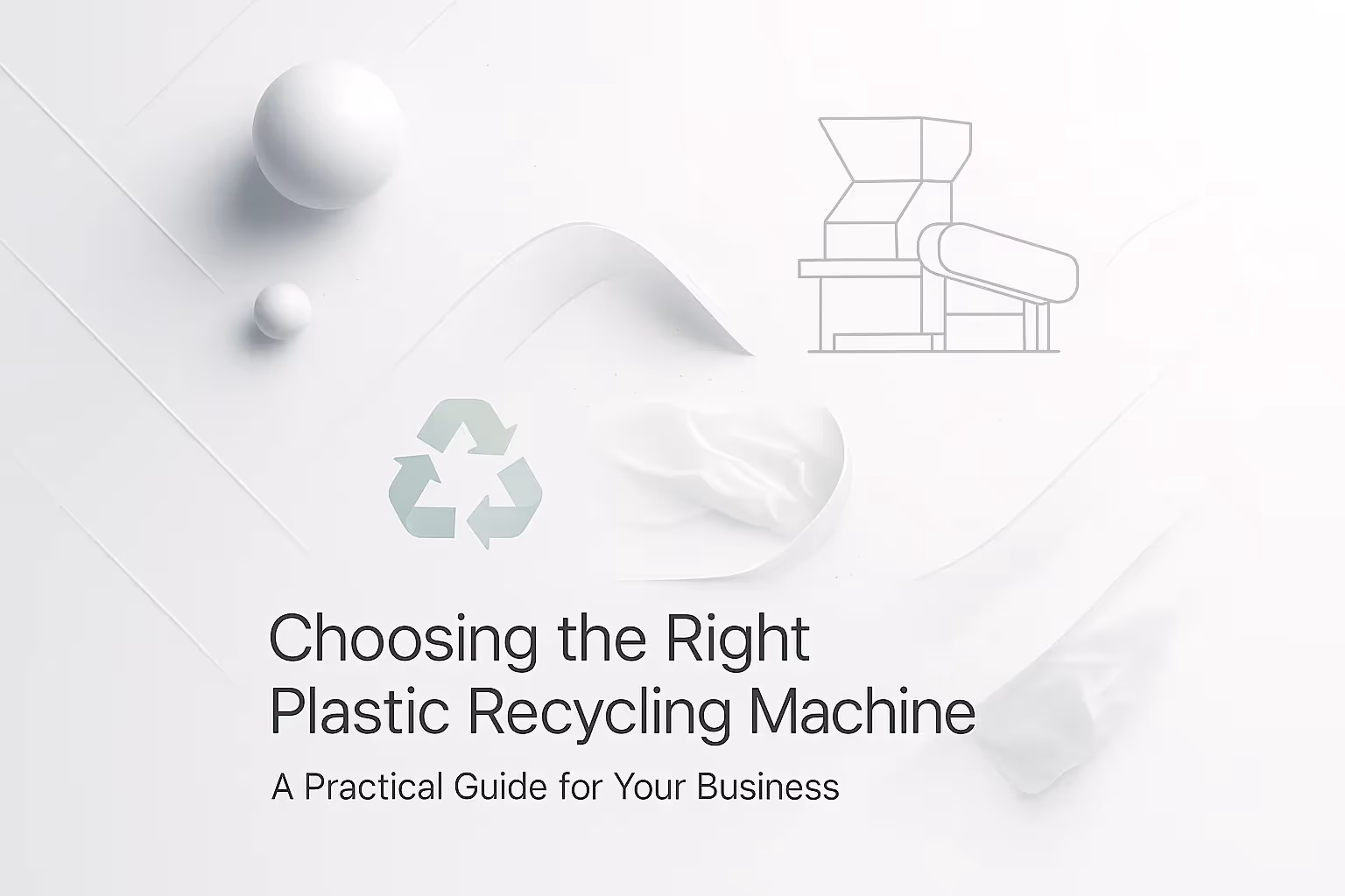 A selection of different plastic recycling machines, including a shredder and a granulator